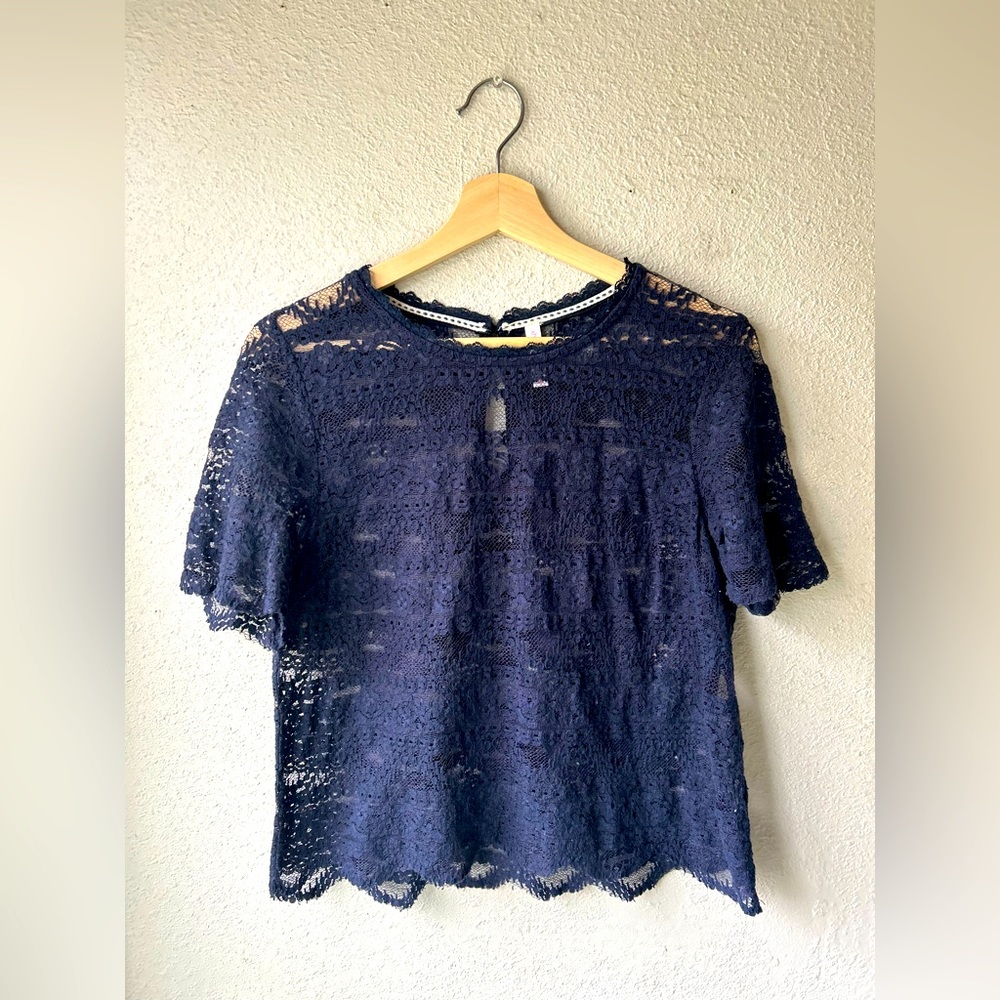 Xhilaration navy blue lace top. Size L